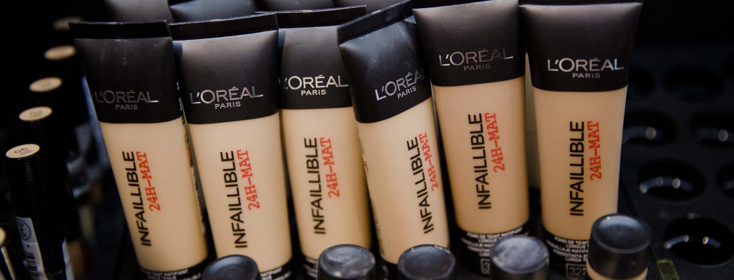 L'Oreal  Products On Display Ahead Of Paris-based Cosmetics Maker's Full Year Earnings