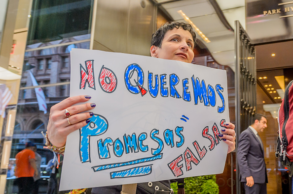 Puerto Ricans in New York gathered ouside the Park Hyatt