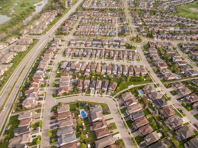 Aerial View of Middle-class Properties in Waterloo
