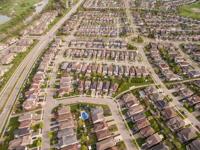 Aerial View of Middle-class Properties in Waterloo