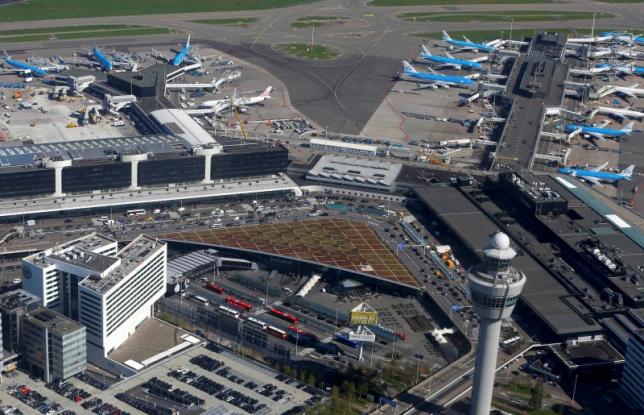 Aerial view of Schiphol airport near Amsterdam
