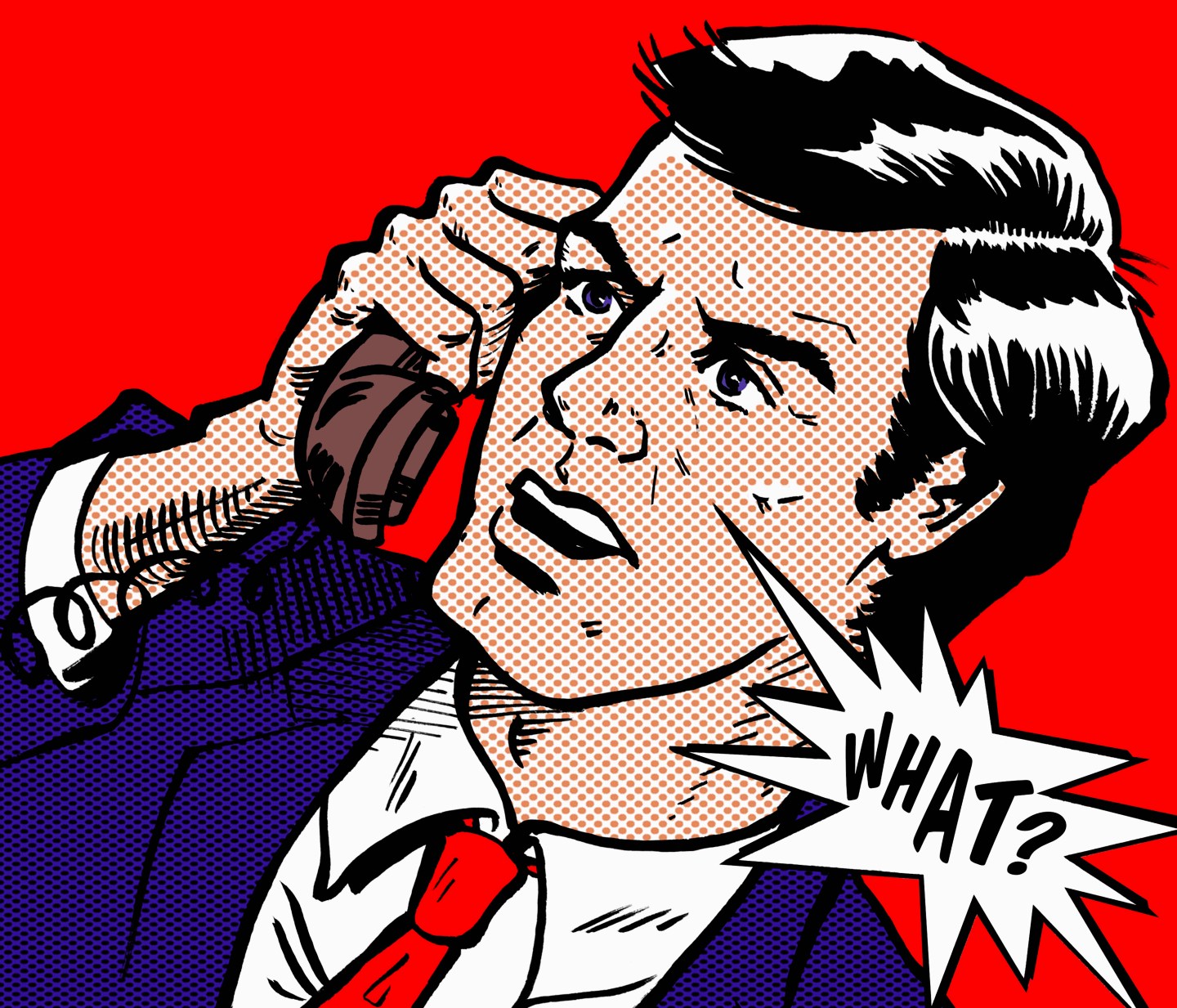 Close up of angry businessman in disbelief on the telephone