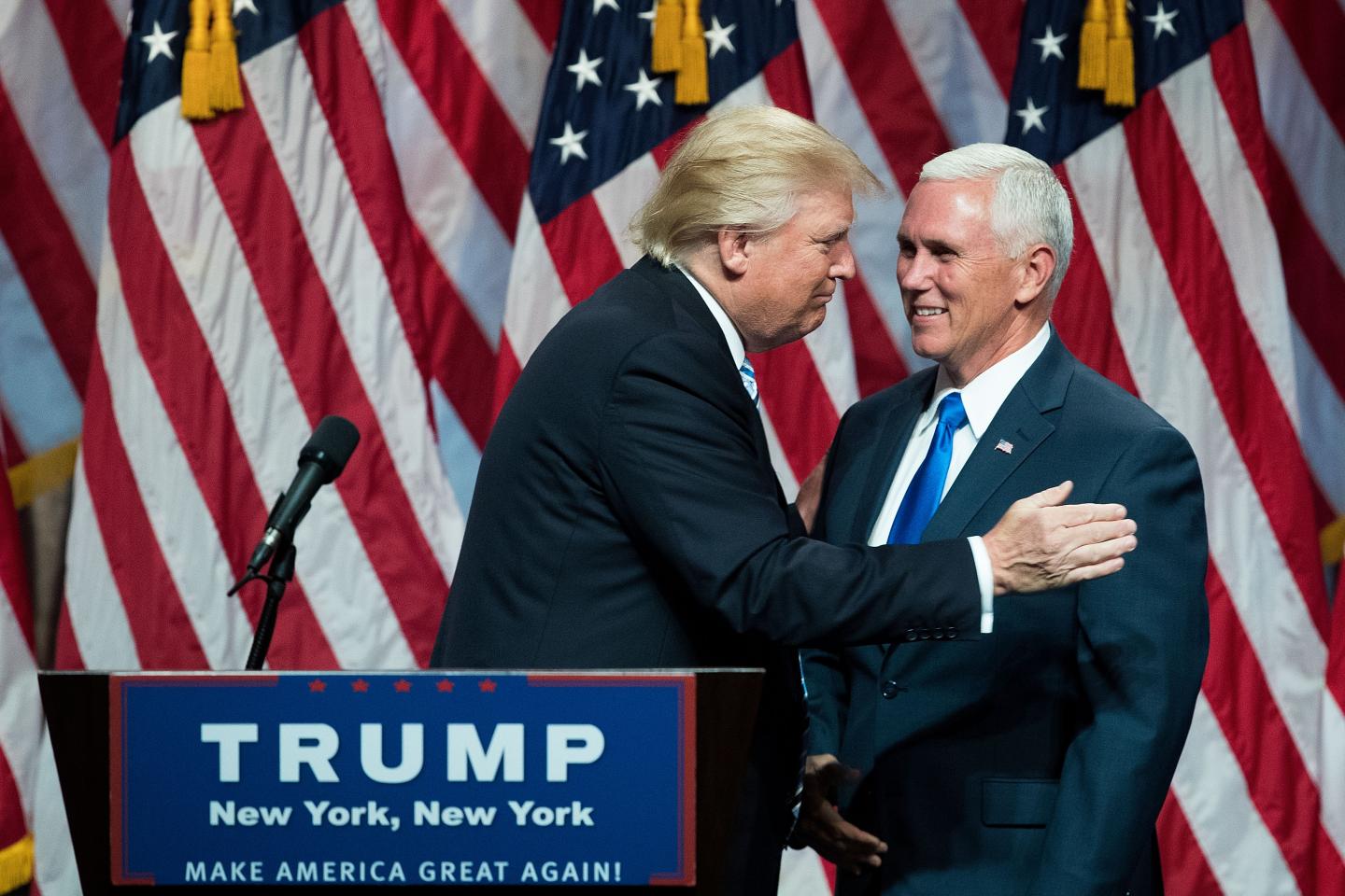 Republican Presidential Candidate Donald Trump Appears With His Vice Presidential Candidate Pick Indiana Gov. Mike Pence