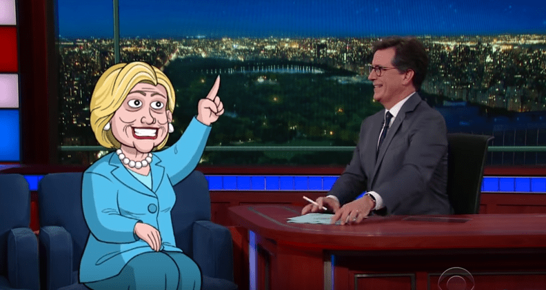 Cartoon Hillary Stephen Colbert