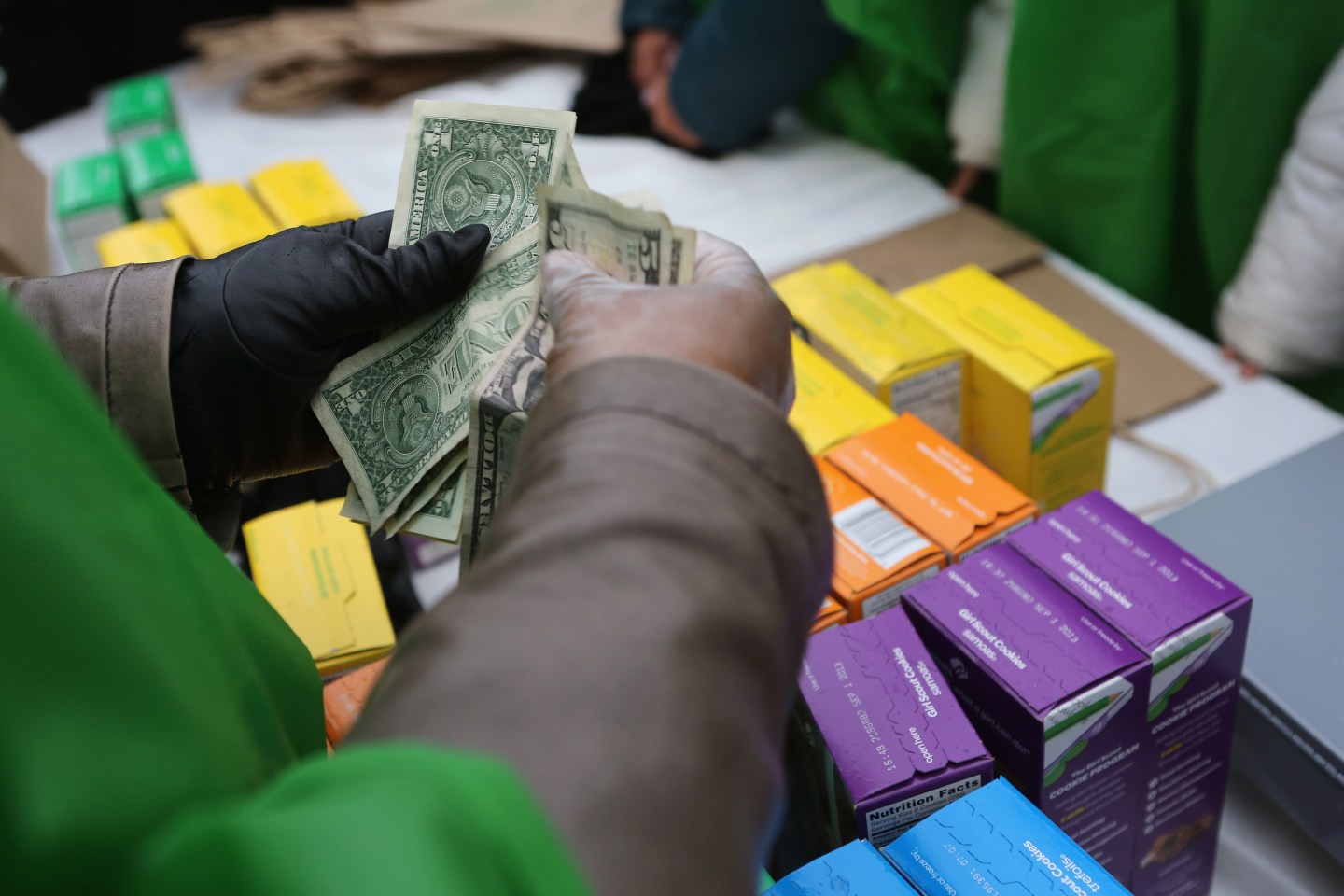 Girl Scouts Sell Cookies From Street Trucks In New York City