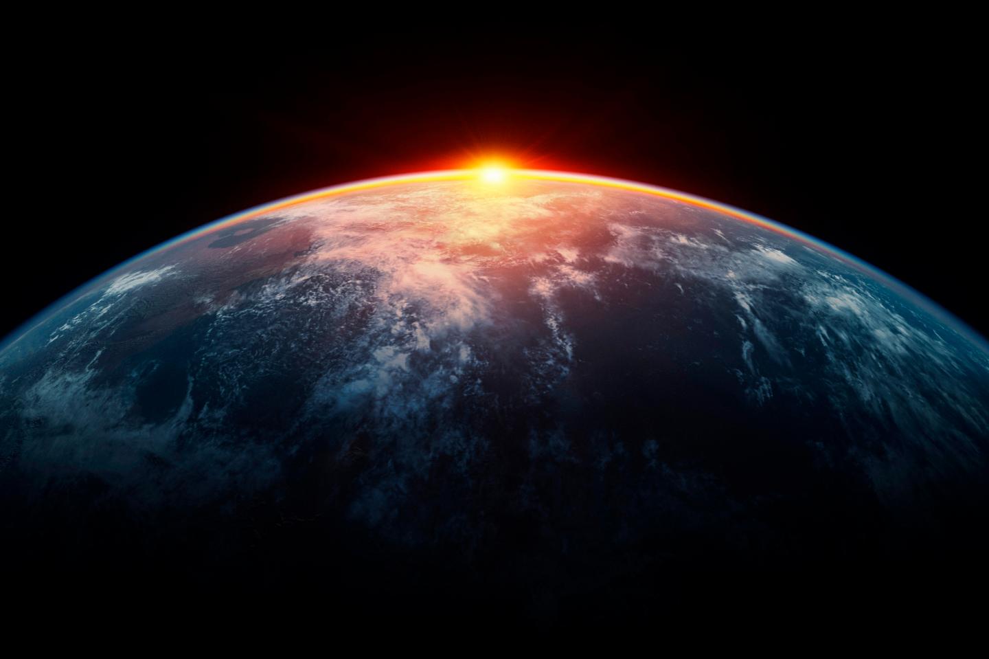 Sunlight eclipsing planet earth