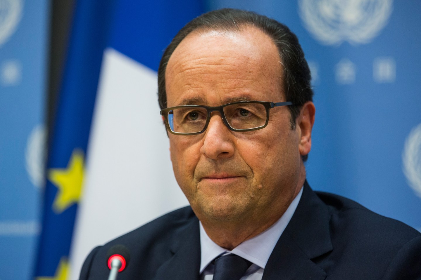 French President Hollande Holds Press Briefing At United Nations