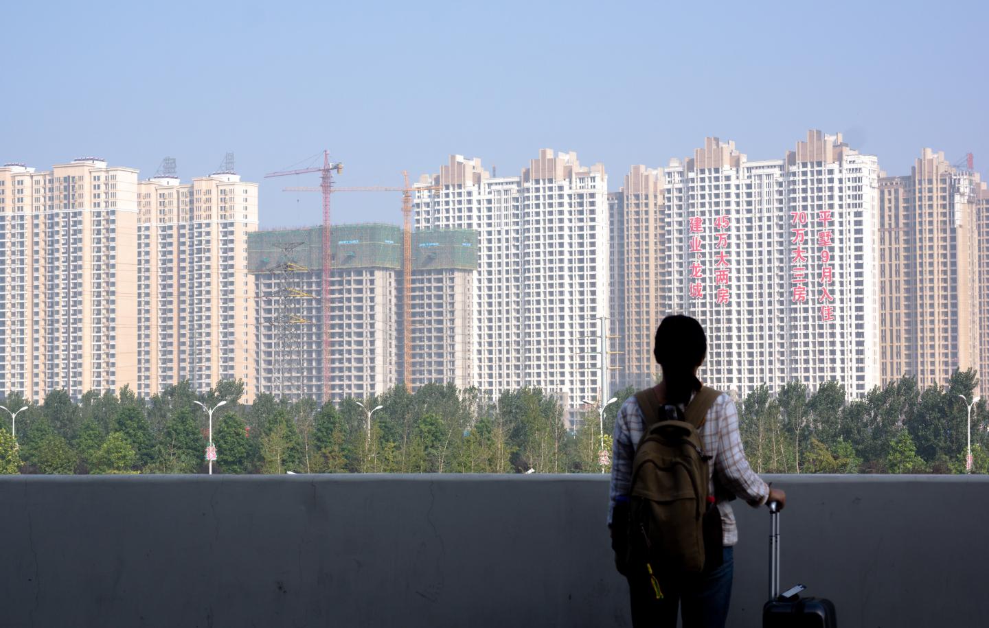 A large area of new apartment blocks have been built around