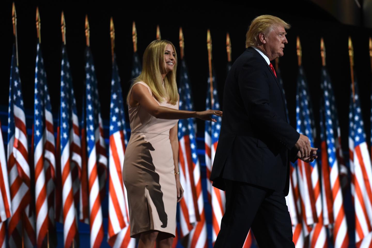 CLEVELAND, OH - JULY 21:  Ivanka Trump her father Donald Trump