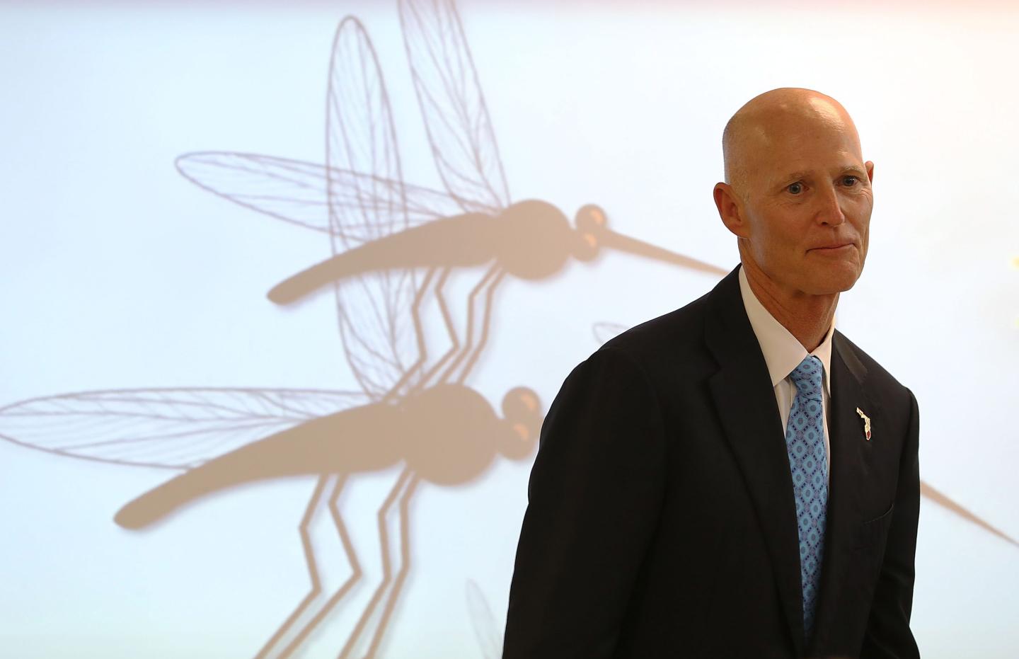 Florida Governor Rick Scott visits a school in the Wynwood neighborhood where the mosquito born Zika virus has been found in Miami.