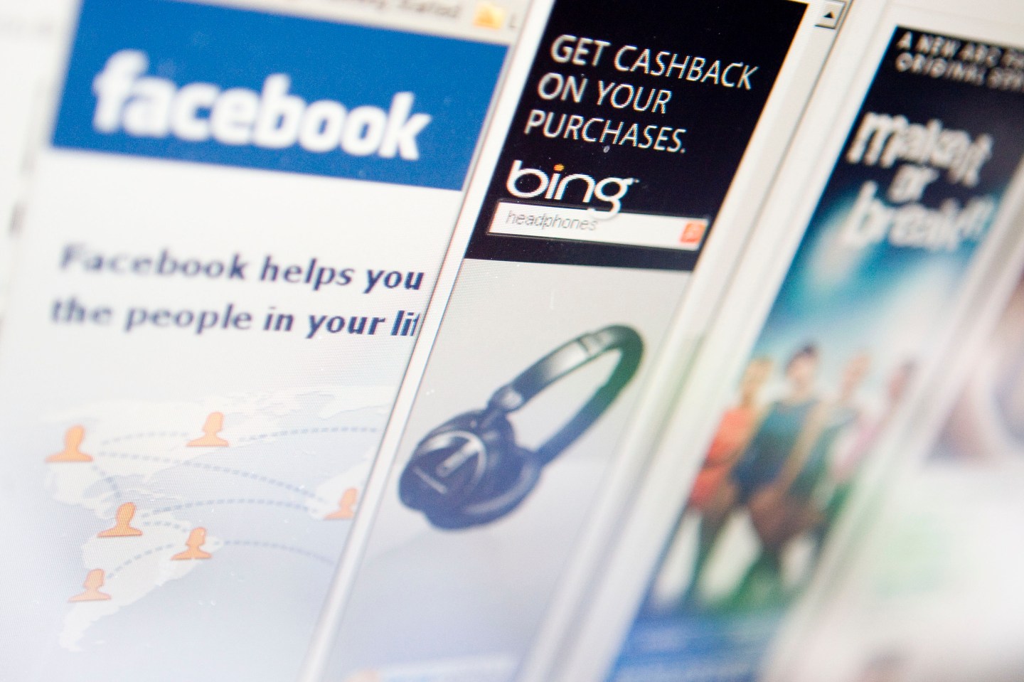 Advertisements on Facebook are displayed on a computer monit