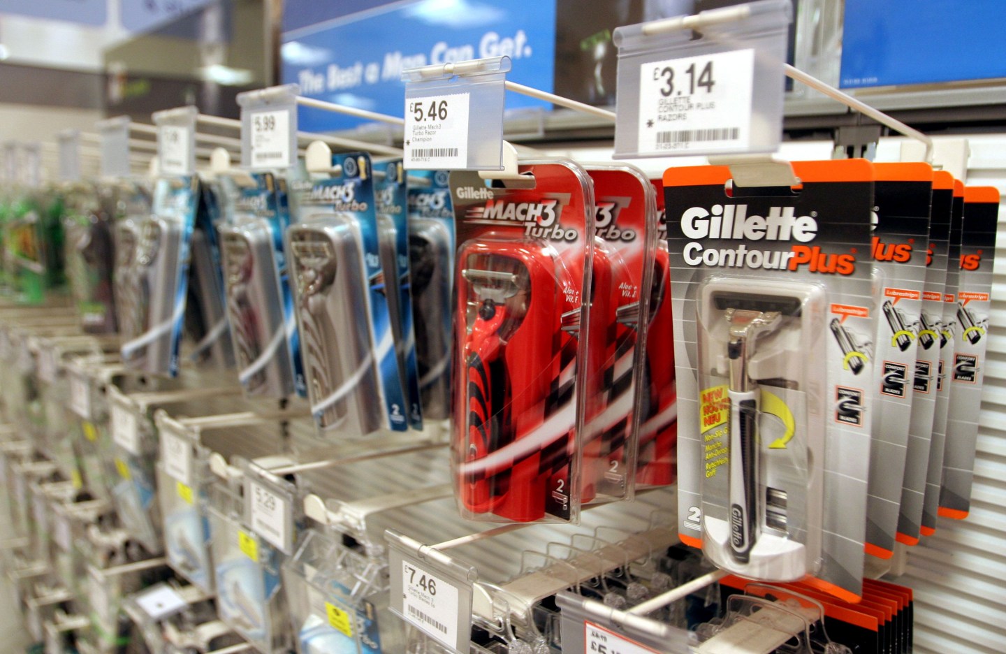 Gillette razors are displayed at a Boots store on Oxford Str