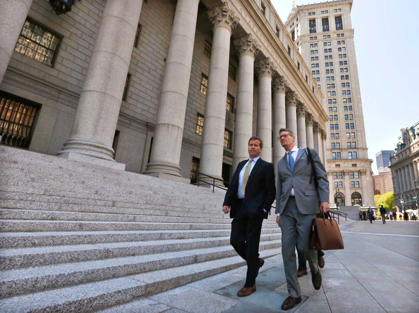 Todd Newman, Diamondback Capital Management portfolio manager, exits the United States Court in Manhattan
