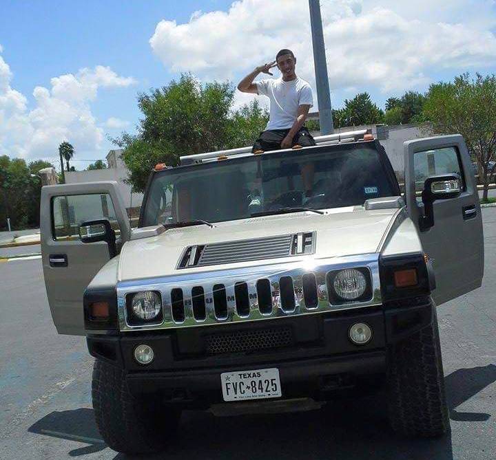 accused car theife Jesse Zelaya posing with Texas Hummer in Mexico