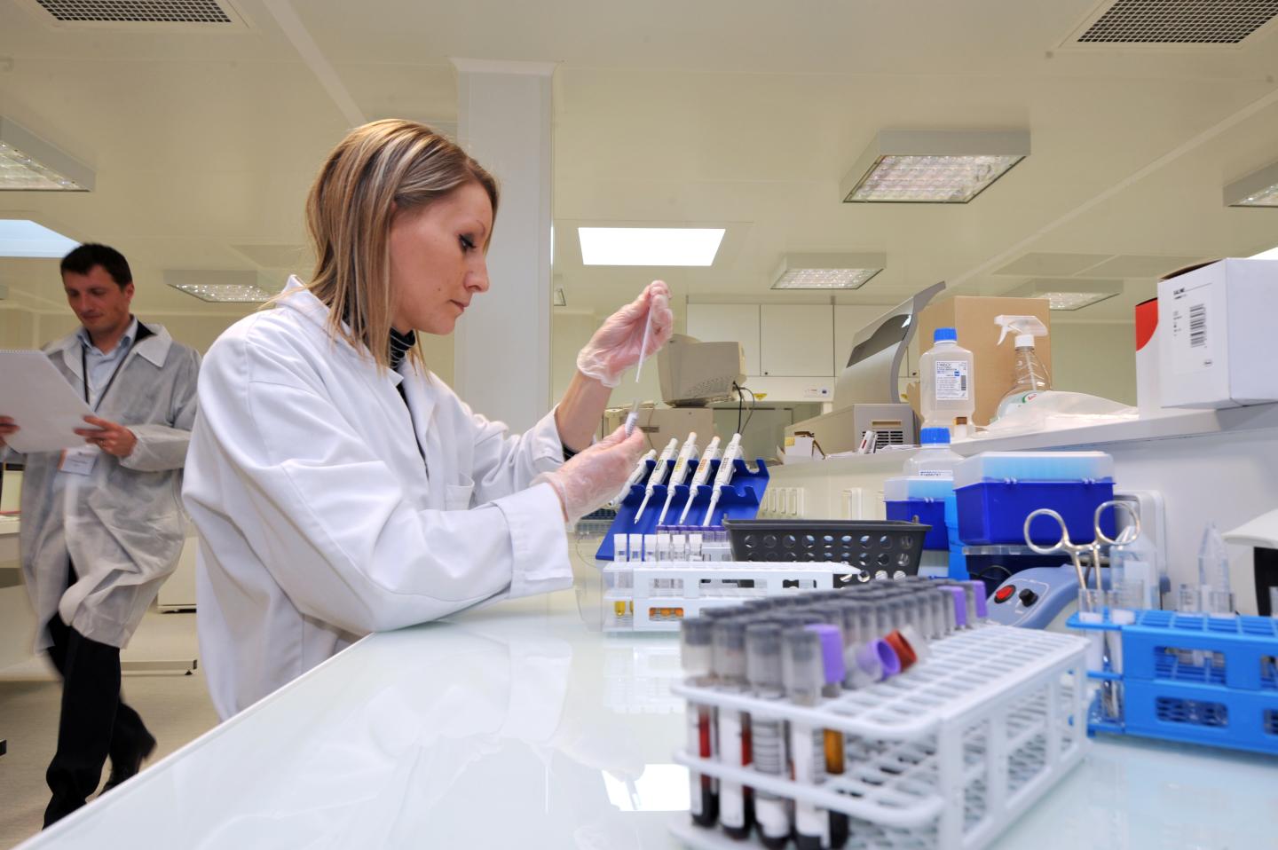 A technician is at work in a laboratory