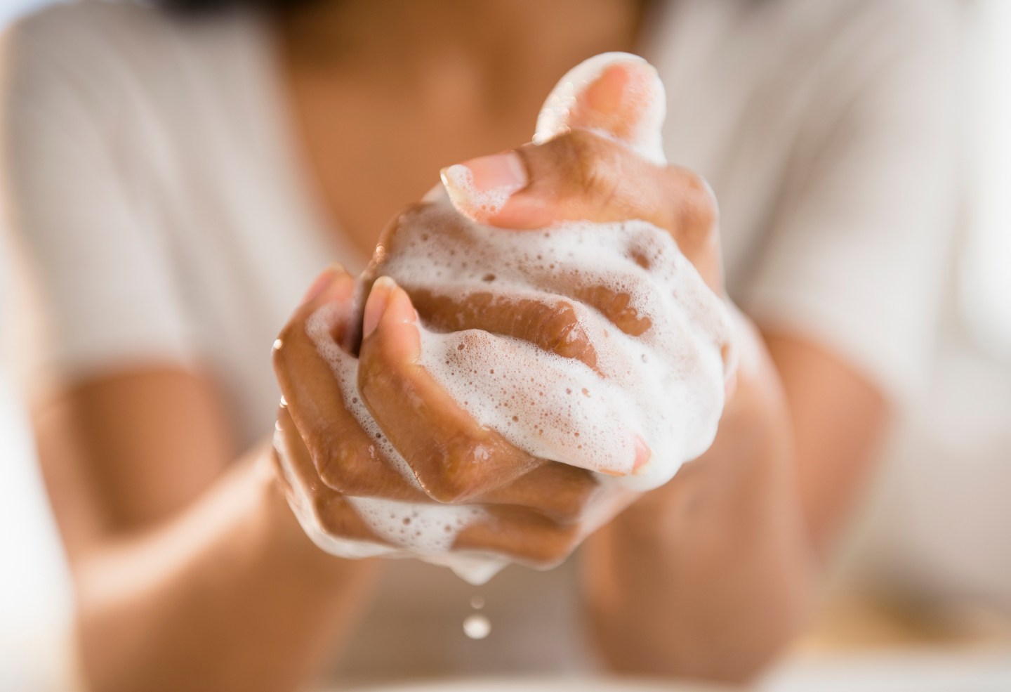 USA, New Jersey, Jersey City, Close up of woman washing her hands