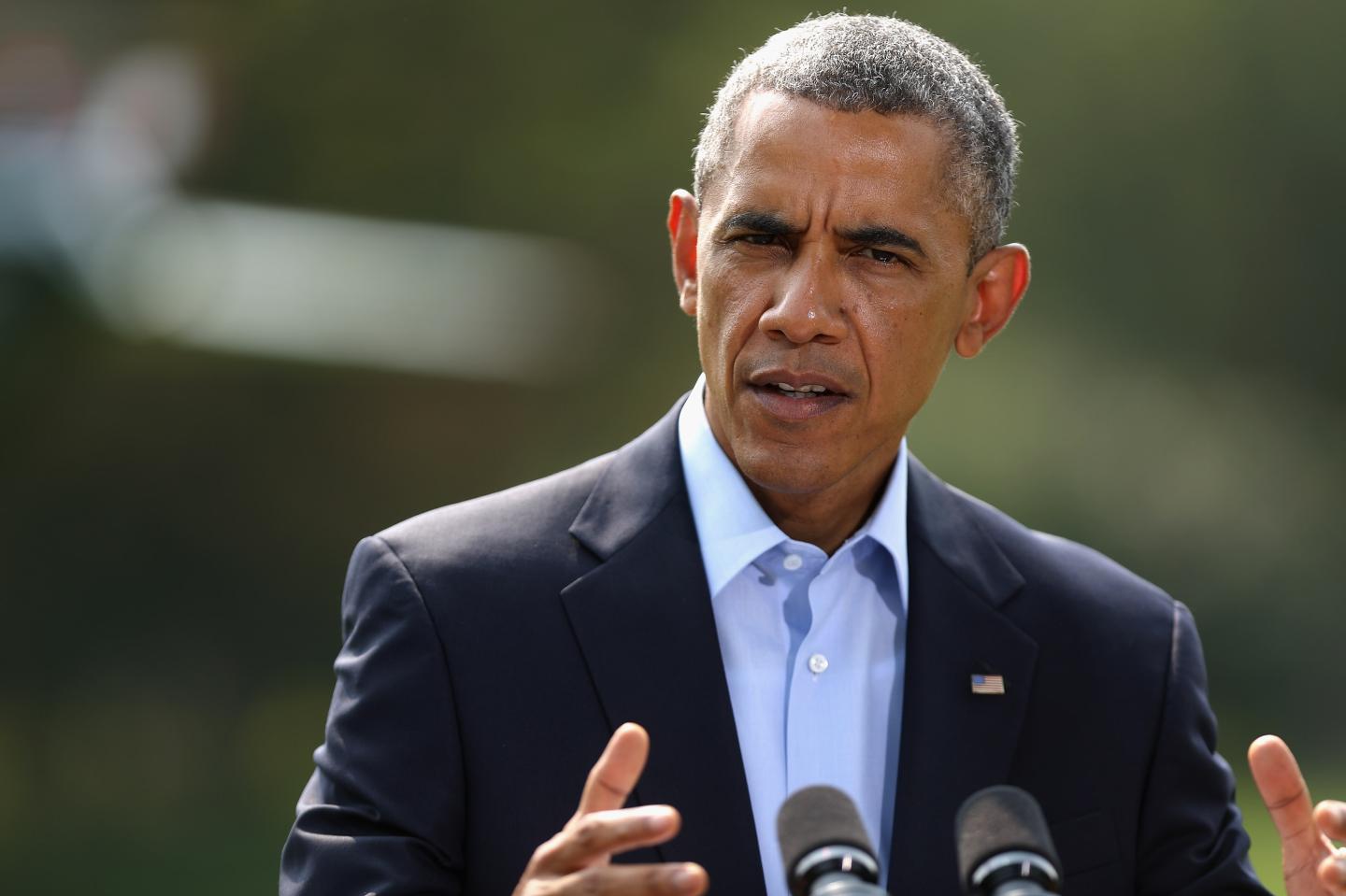 President Obama Gives Statement Before Departing White House For Martha's Vineyard Vacation