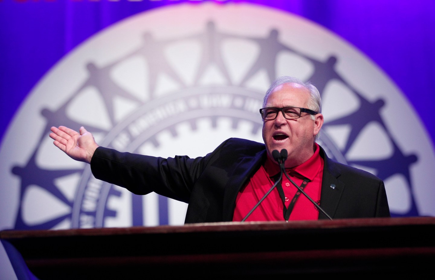 United Auto Workers President Dennis Williams speaks to delegates at the UAW Special Convention on Collective Bargaining at the Cobo Center March 25, 2015 in Detroit.
