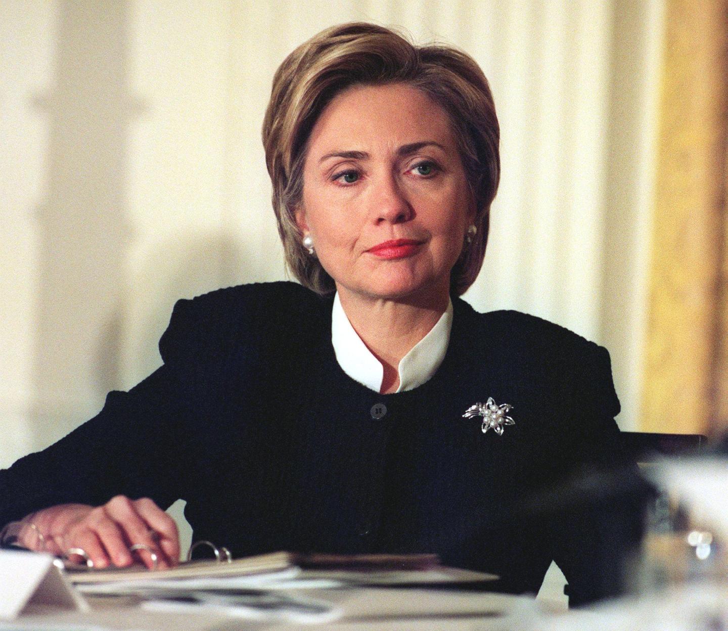 US First Lady Hillary Clinton hosts a meeting on H