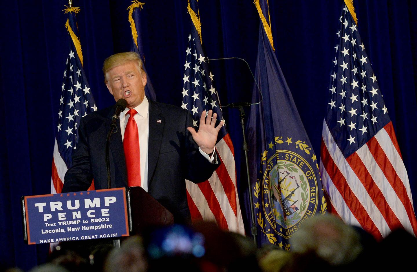 GOP Presidential Candidate Donald Trump Campaigns In Laconia, New Hampshire