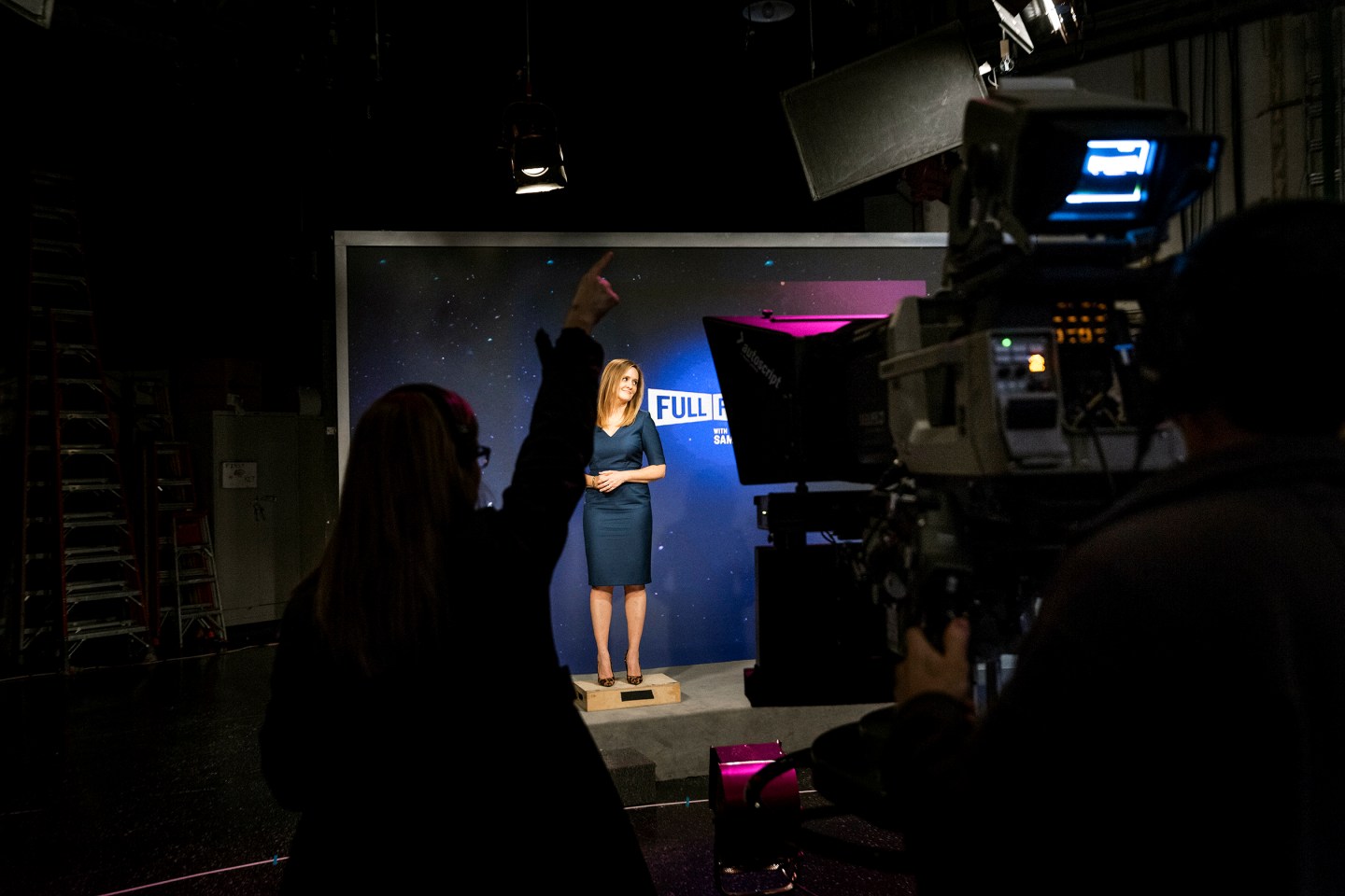 Samantha Bee on set during the first day of test shooting for her new show, in New York.
