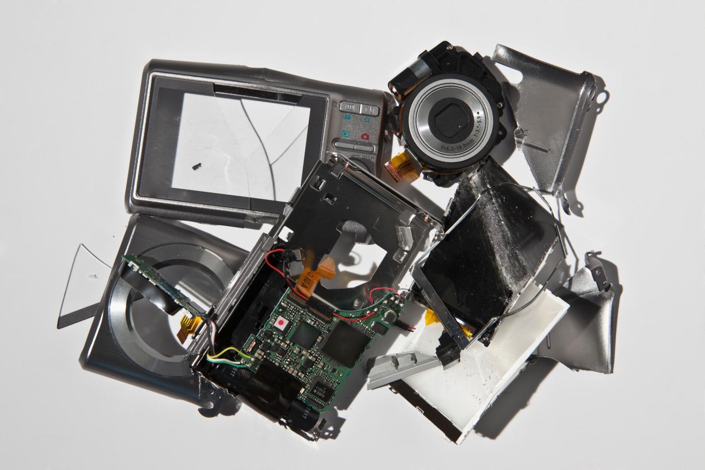 Pile of smashed camera parts