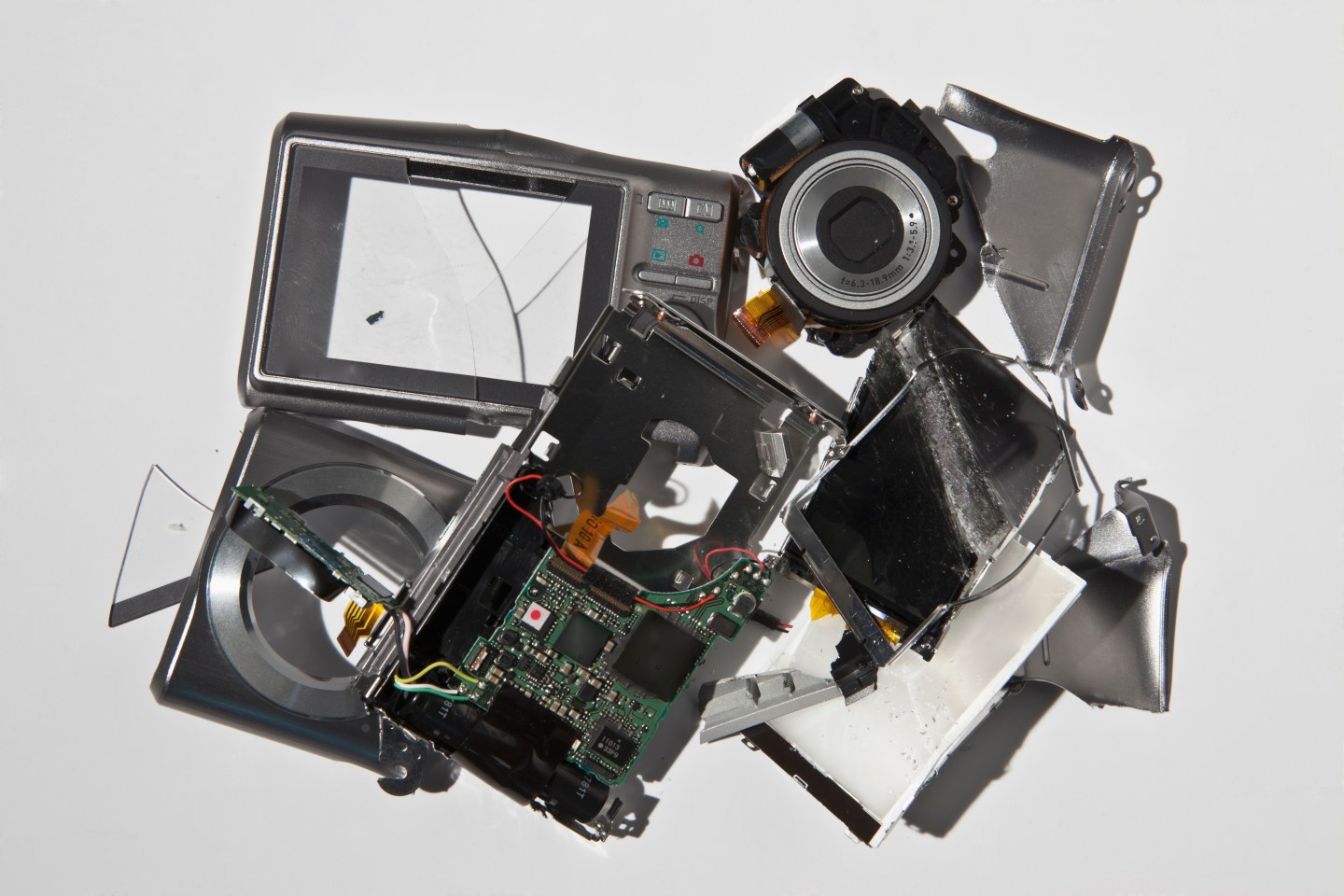 Pile of smashed camera parts