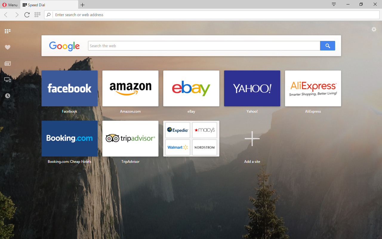 Opera Windows speed dial screen