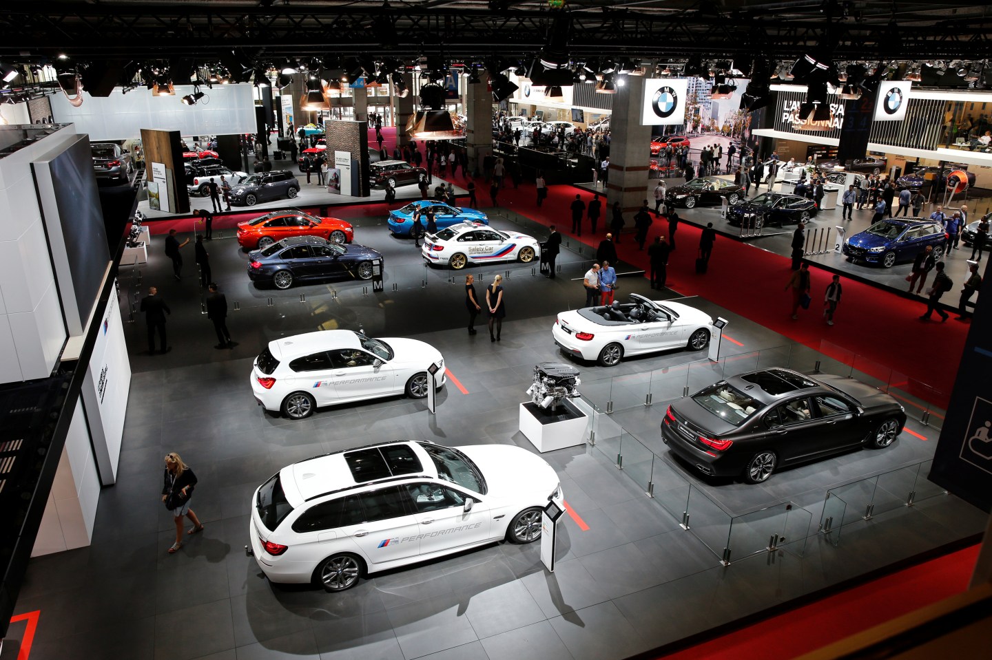BMW cars are displayed on media day at the Paris auto show, in Paris
