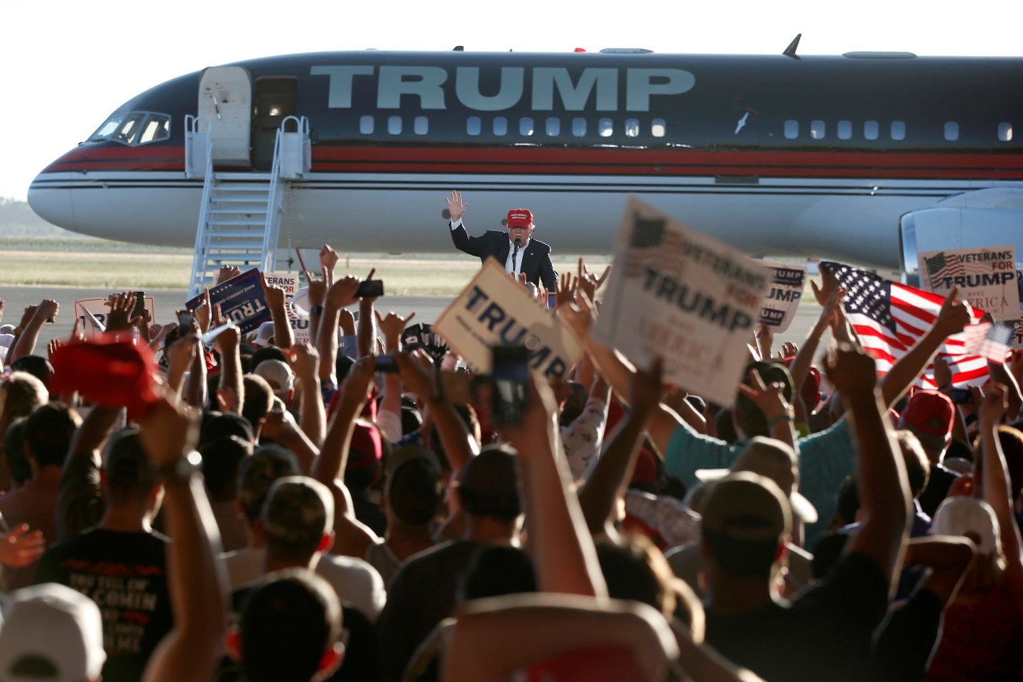U.S. Republican presidential candidate Donald Trump speaks at a campaign rally in Sacramento