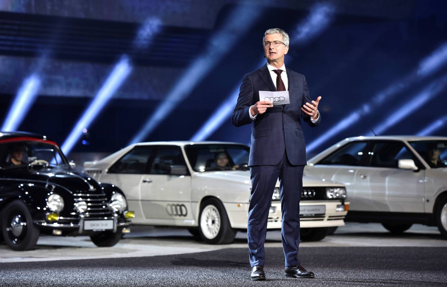 Audi CEO, Rupert Stadler speaks during the world premiere of the new Audi A5 and S5 Coupe car at the company's headquarters in Ingolstadt