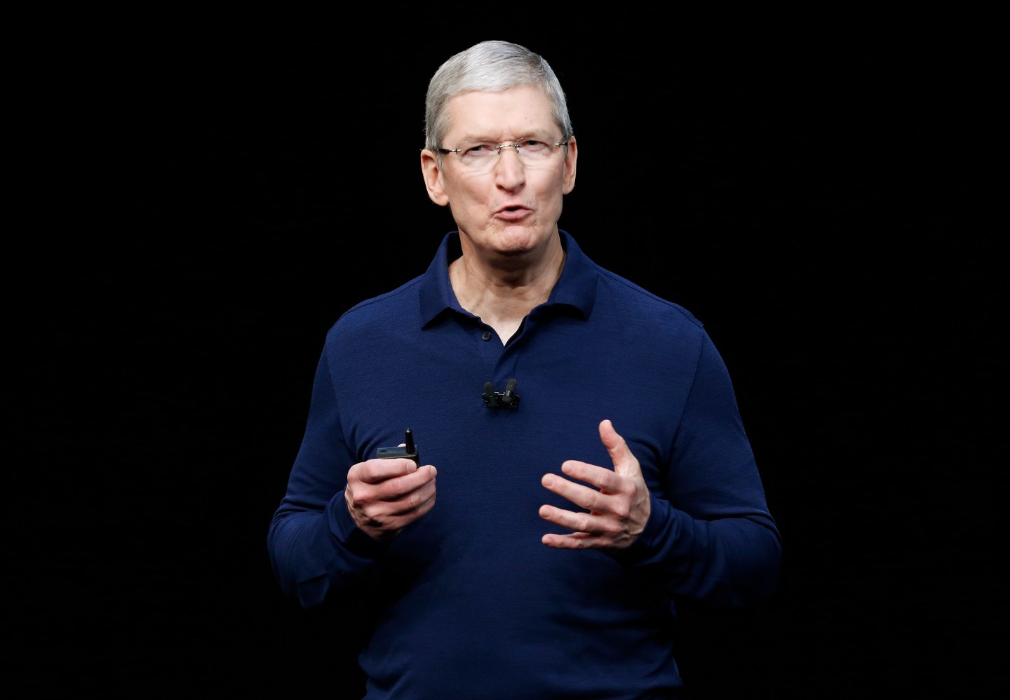 Tim Cook discusses the iPhone 7 during an Apple media event in San Francisco