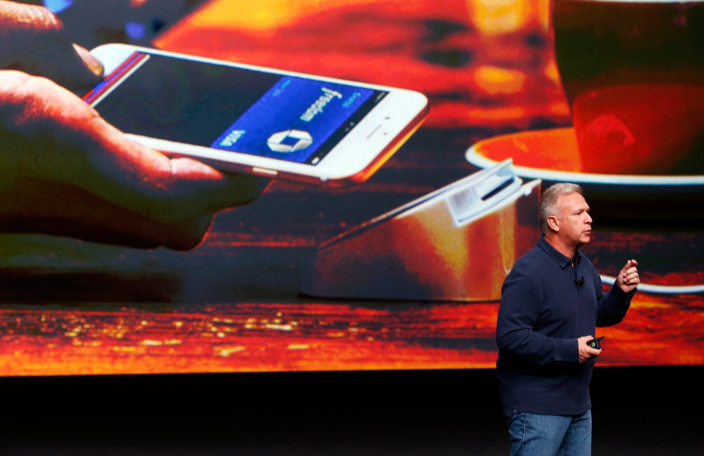 Phil Schiller discusses Apple Pay during a media event in San Francisco