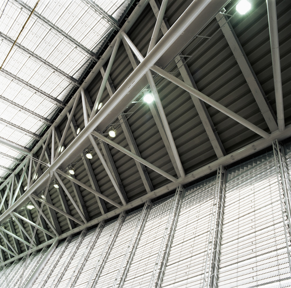 LED light sensors in a warehouse.