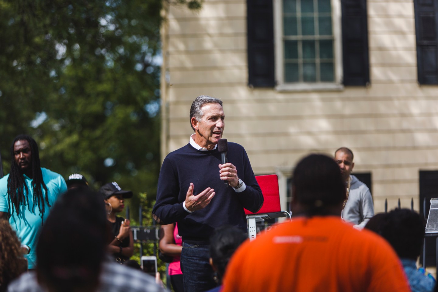 Starbucks CEO Howard Schultz, in Queens