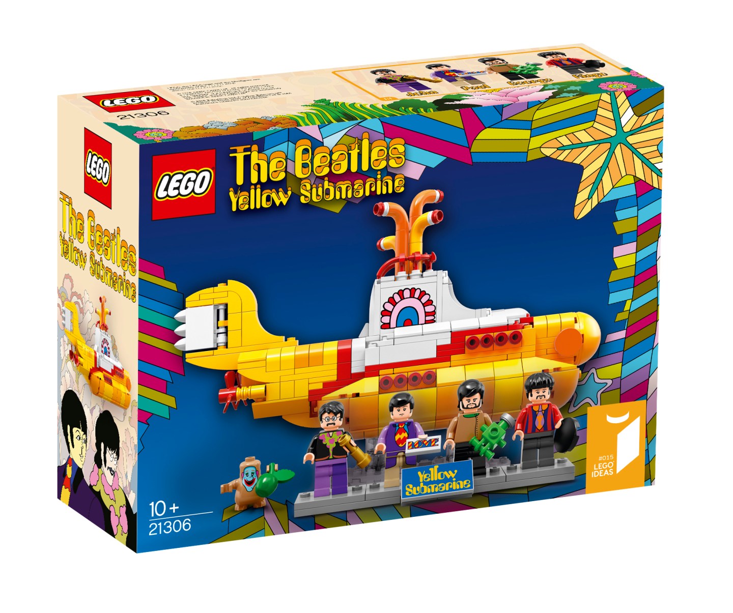 LEGO’s version of The Beatles’ Yellow Submarine features mini figures of the band members and “loads of cool, authentic details.”