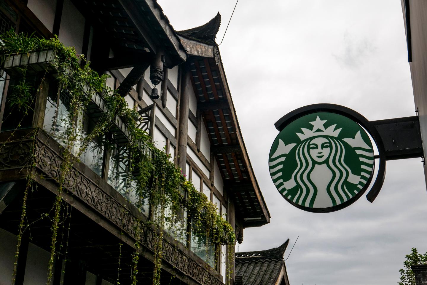Logo of a Starbucks cafe in Kuan Zhai Alley,  one of the top