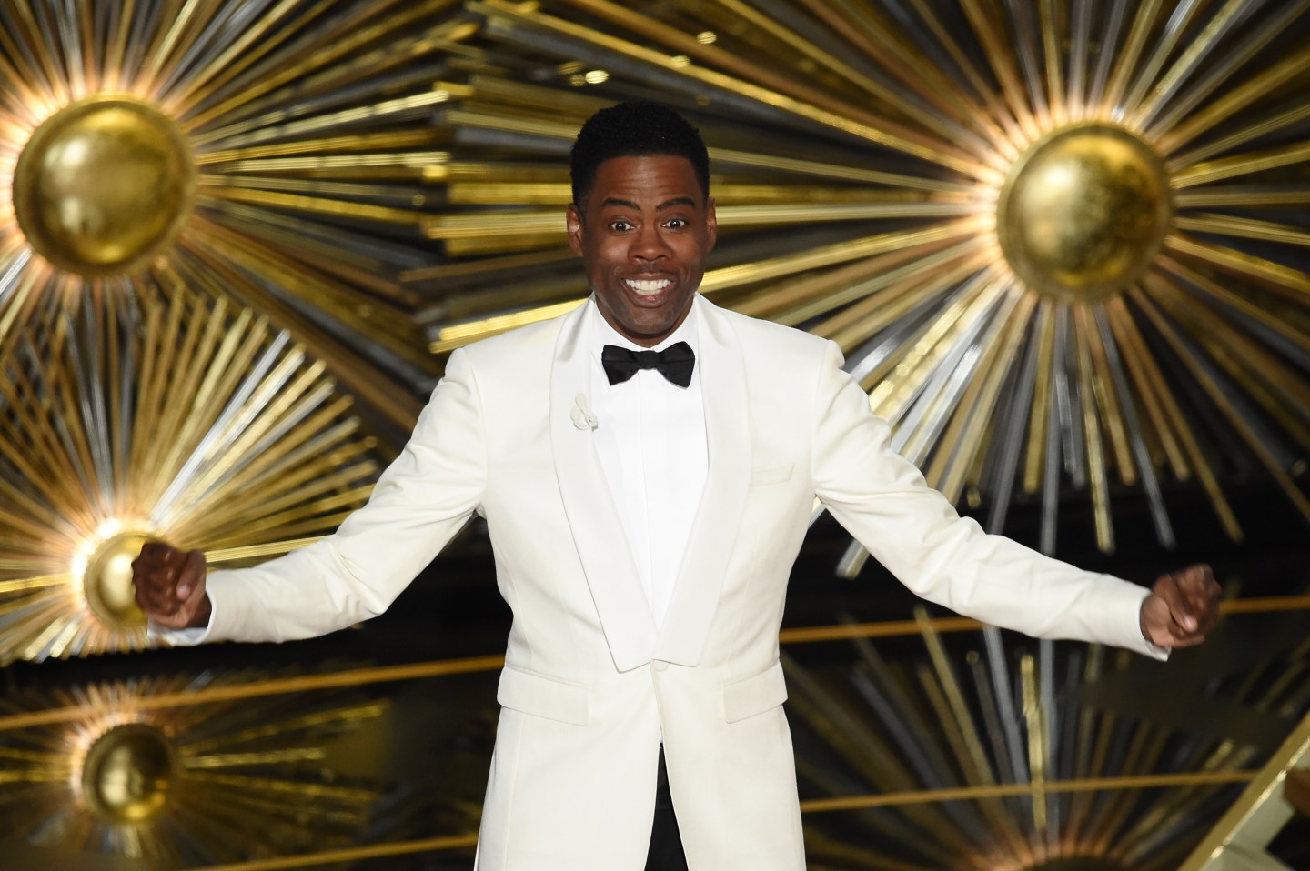 Host Chris Rock speaks onstage during the 88th Annual Academy Awards at the Dolby Theatre in California.