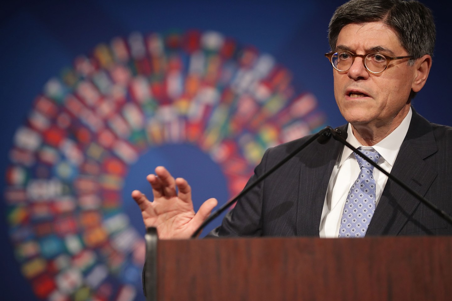 Treasury Secretary Lew Holds Press Conf. At IMF-World Bank Annual Meetings