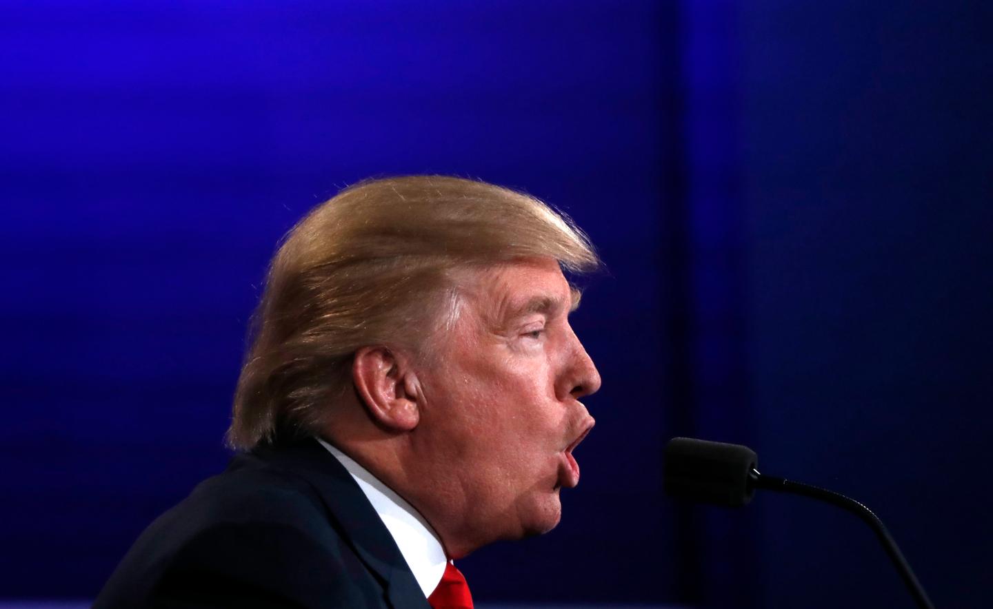 Republican U.S. presidential nominee Trump speaks during the third and final debate with Democratic nominee Clinton in Las Vegas