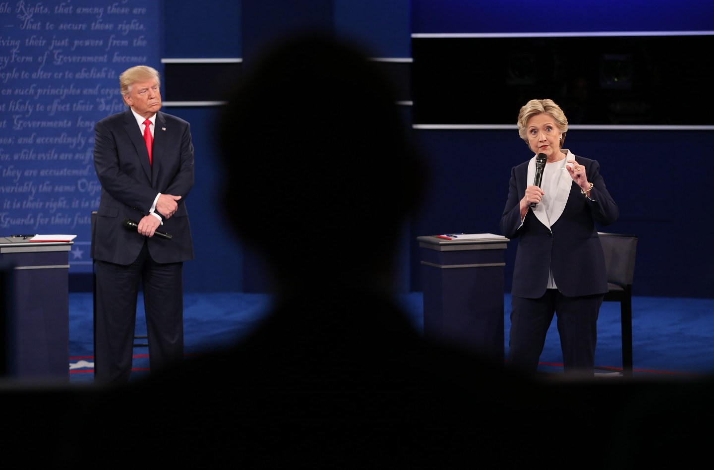 Candidates Hillary Clinton And Donald Trump Hold Second Presidential Debate At Washington University
