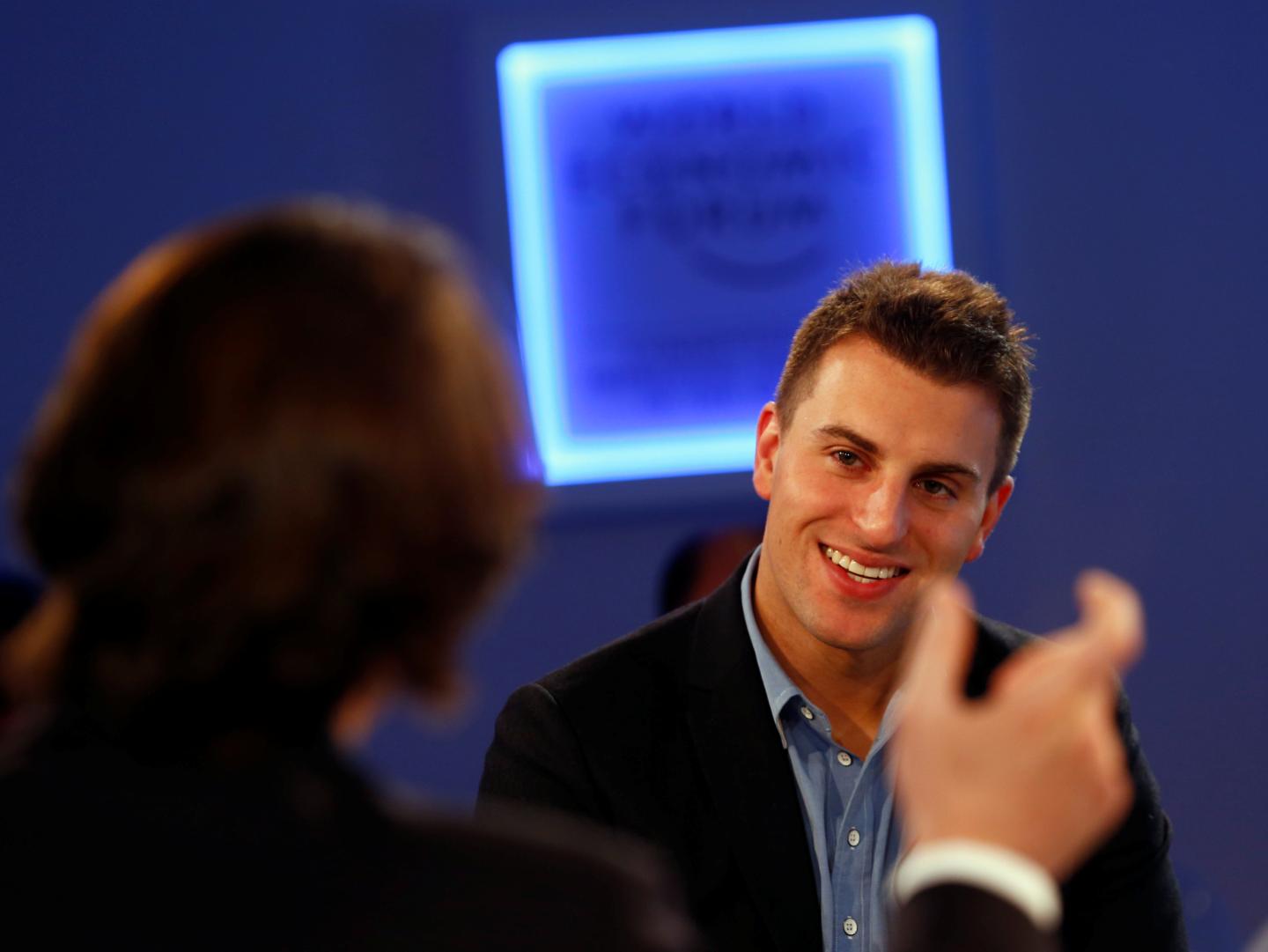 Chesky CEO of Airbnb attends session of World Economic Forum in Davos