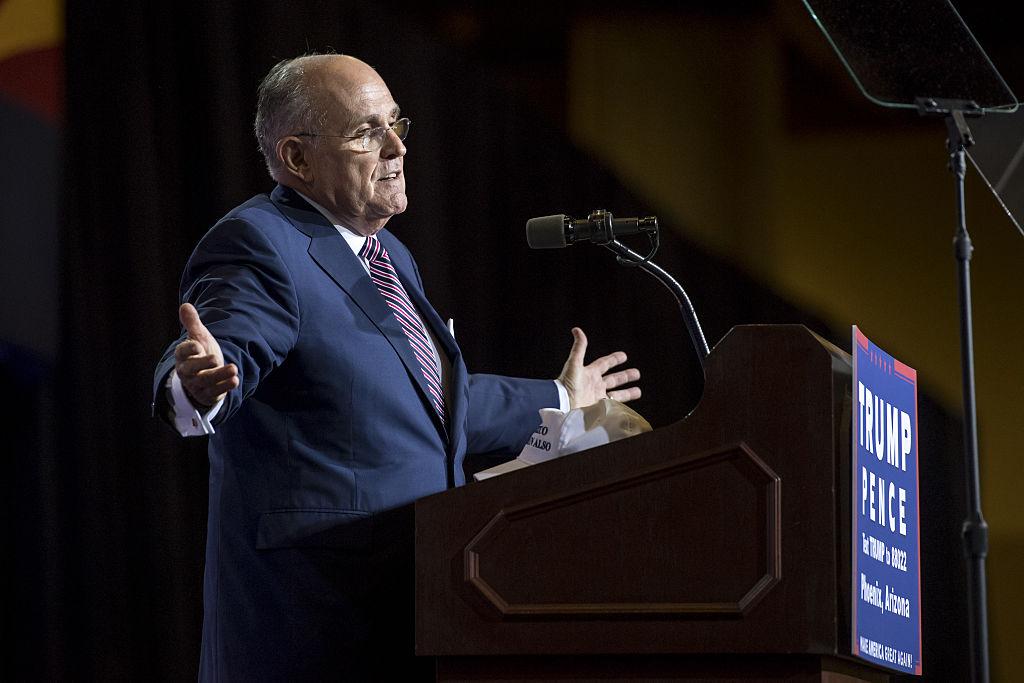 Rudy Giuliani, former mayor of New York, speaks during a campaign event for Donald Trump in Phoenix, Arizona, on Aug. 31, 2016.
