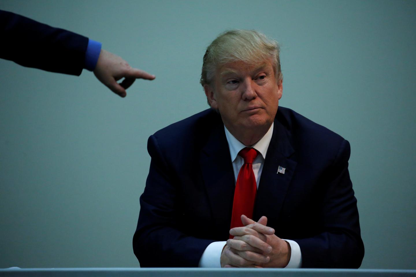 Trump meets with law enforcement and first responders at the St. Johns County Sheriff's Department in St. Augustine, Florida