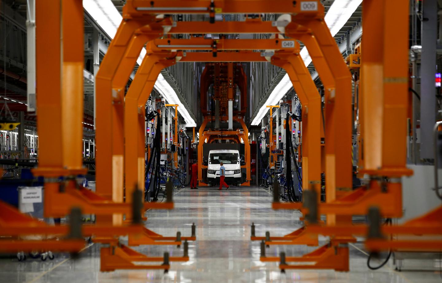 A new Volkswagen Crafter production line is seen at the newly opened Volkswagen factory in Wrzesnia near Poznan