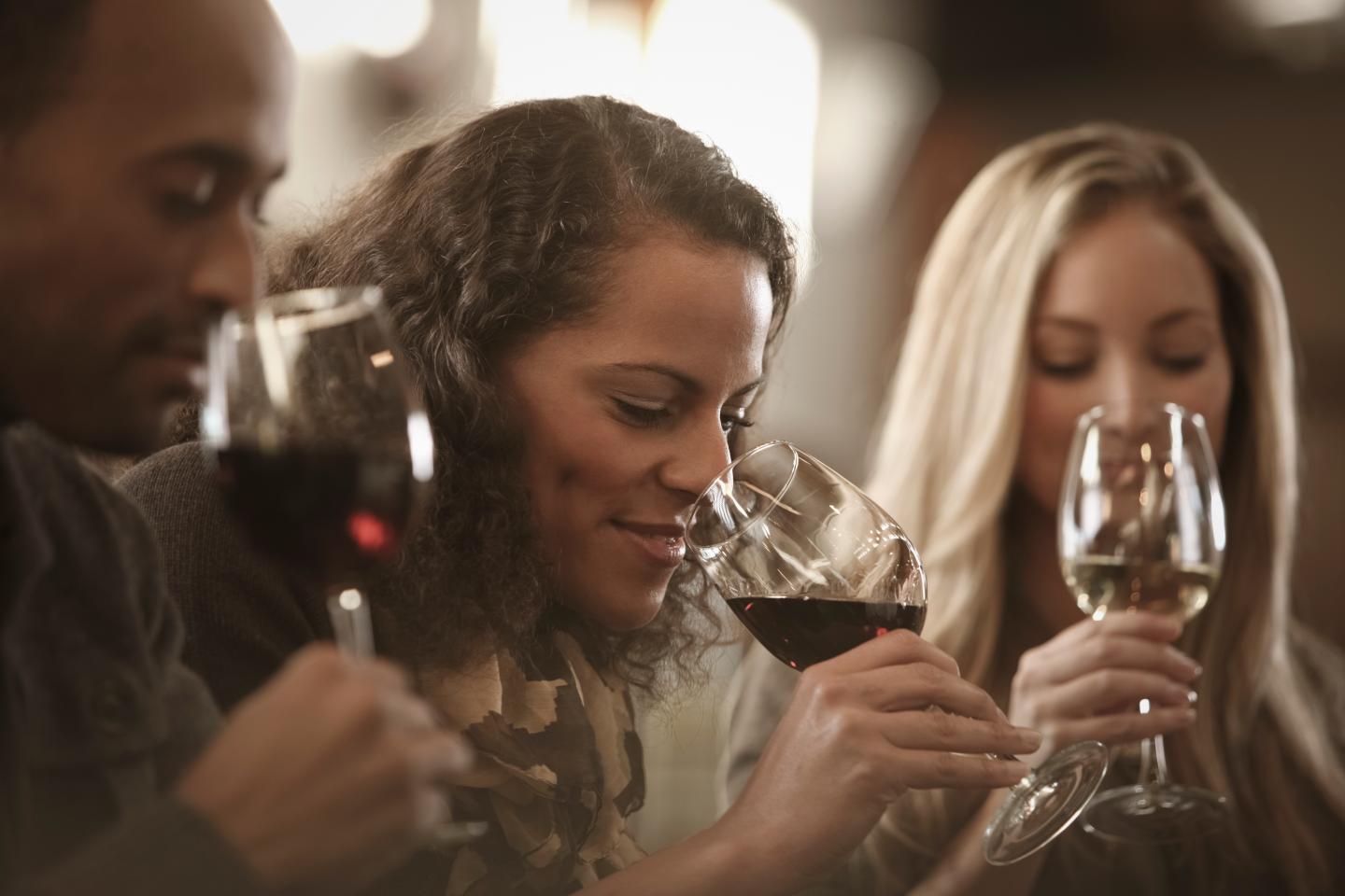 Friends tasting wine together