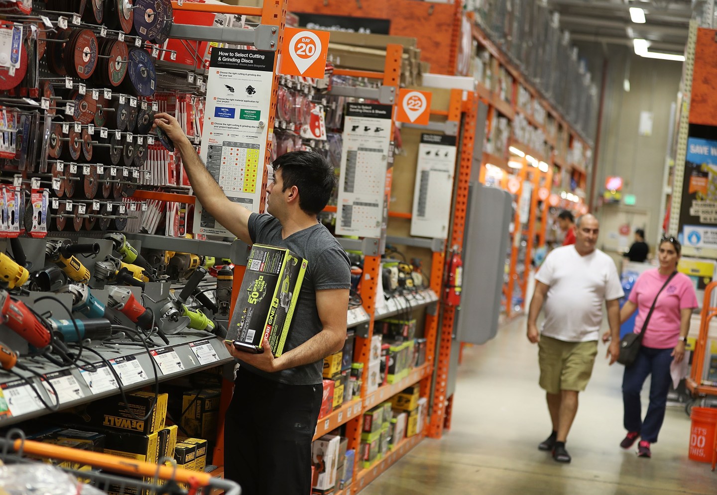 Man shops in a Home Depot store in Miami, Florida.
