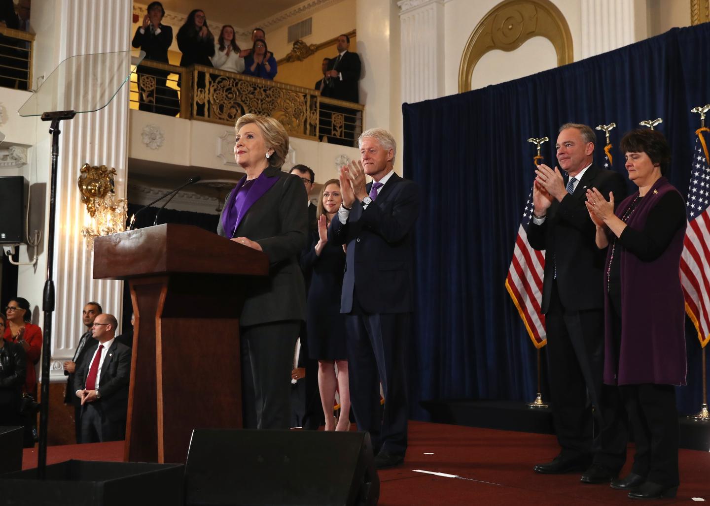 Former Secretary of State Hillary Clinton concedes the presidential election on November 9, 2016 in New York City.