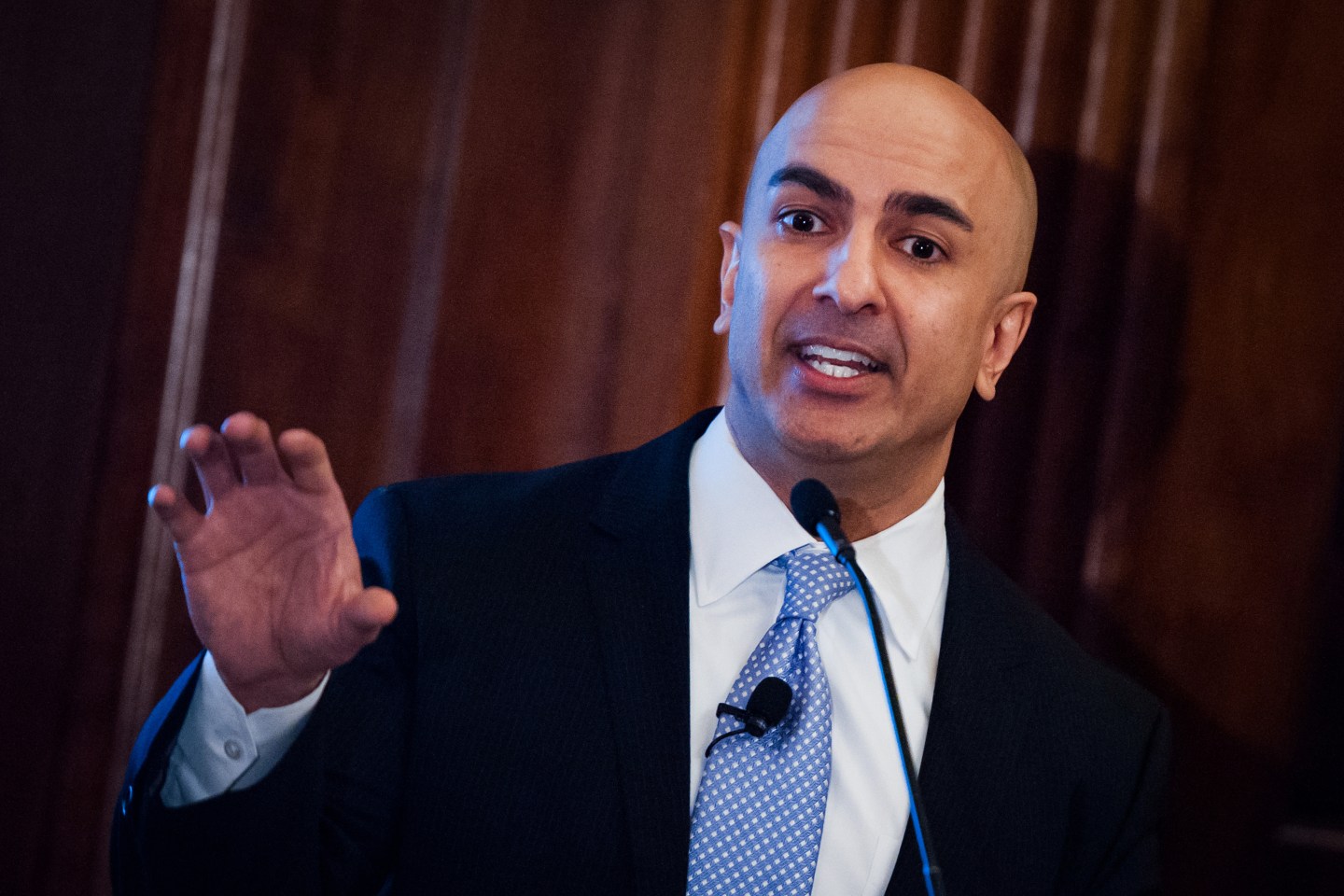Neel Kashkari, president and chief executive officer of the Federal Reserve Bank of Minneapolis, speaks at the Economic Club of New York Nov. 16, 2016.