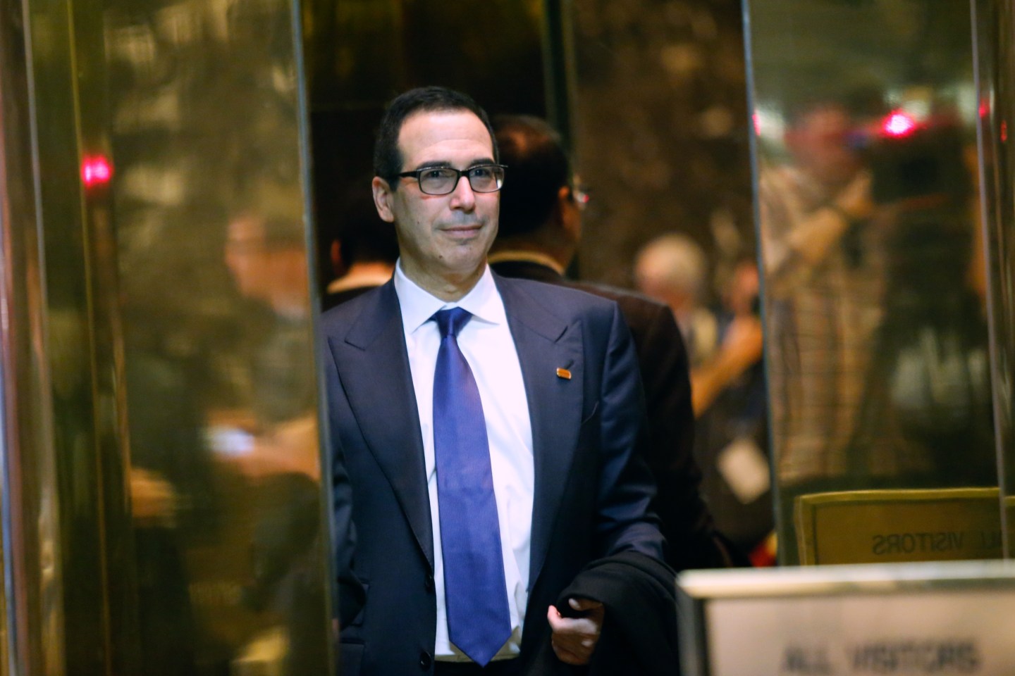 Treasury secretary nominee Steven Mnuchin arrives at the Trump Tower for meetings with President-elect Donald Trump.